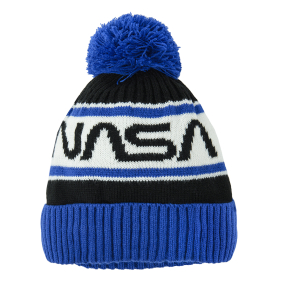 Zimní čepice s bambulí NASA- modrá