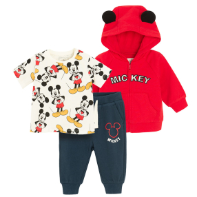 Set tričko s krátkým rukávem, mikina a tepláky Mickey Mouse -mix