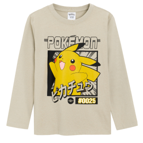 Tričko s dlouhým rukávem Pokémoni -béžové