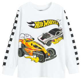 Tričko s dlouhým rukávem Hot Wheels -bílá