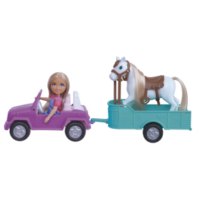 Panenka farmářka - kůň,auto s přívěsem