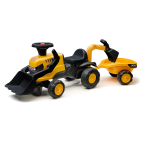 Odstrkovadlo - traktor JCB s přívěsem a přední/zadní lžící